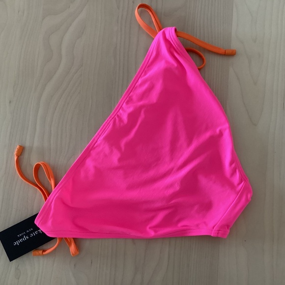 Kate Spade New York Contrast Trim String Bikini Bottoms Radiant Pink Orange Trim - Picture 10 of 12